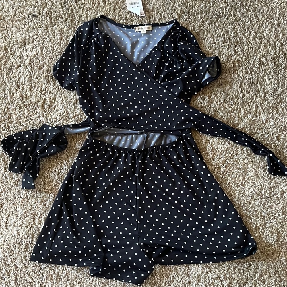 Black and White Polka Dot Romper